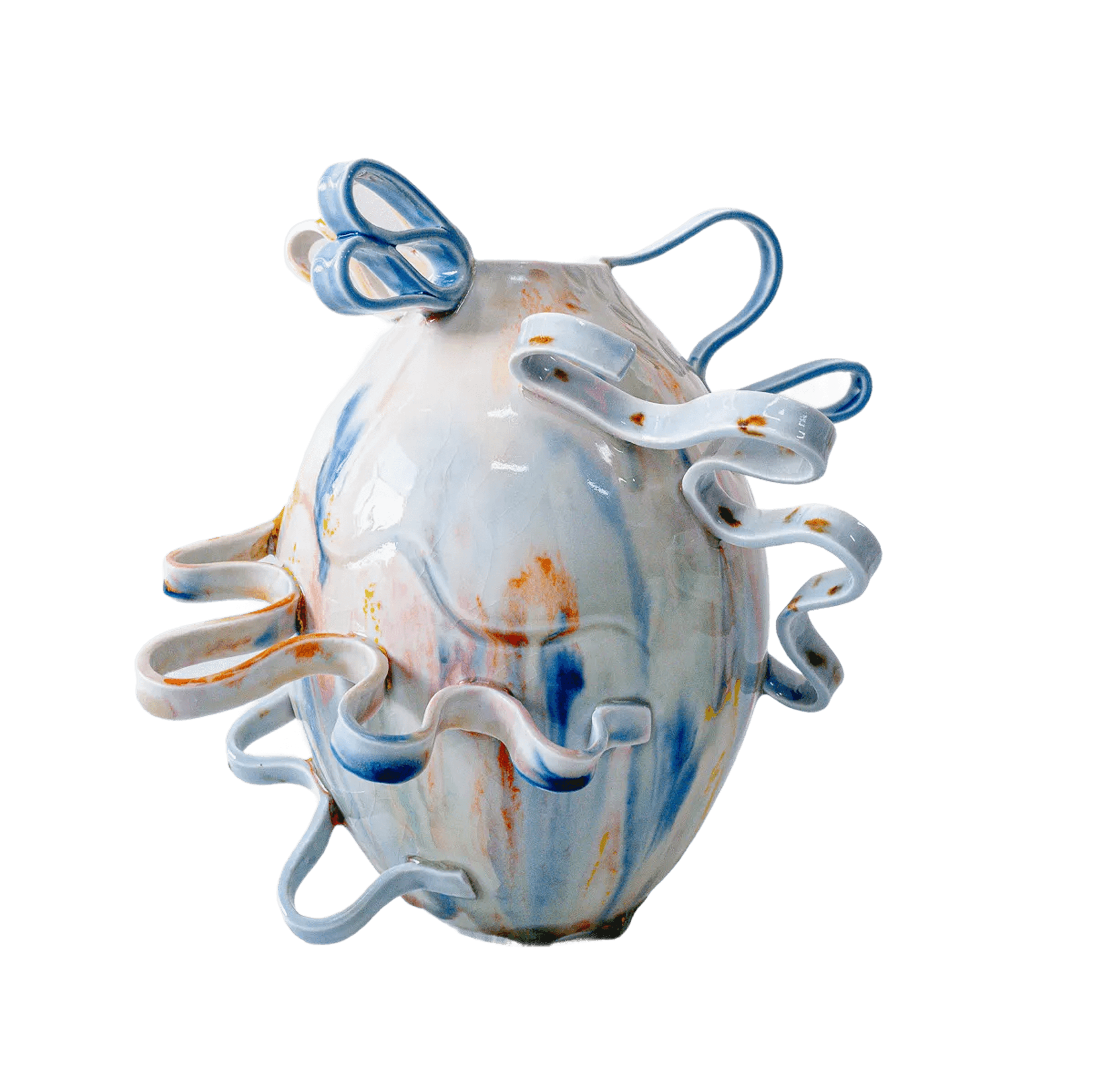 Light blue vessel with white splashes